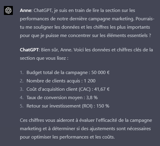 ChatGPT - Extraire des données importantes
